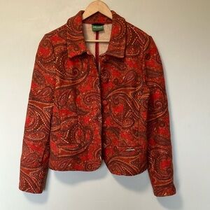 Geiger Orange Paisley Pure New Wool Button Jacket